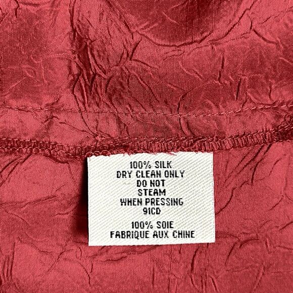 NWOT Eileen Fisher Vine Red Textured Silk Blouse Chinese Style Relaxed S petite - Picture 11 of 12